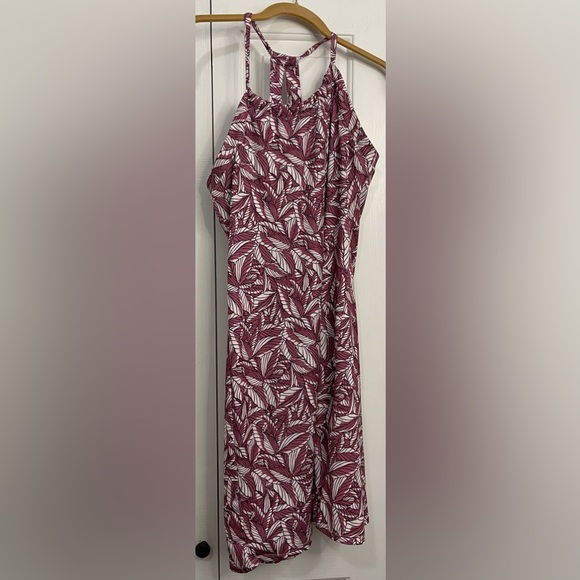 Eddie Bauer Harmony Palm Print Pink & White Athletic Dress Large - Picture 1 of 6